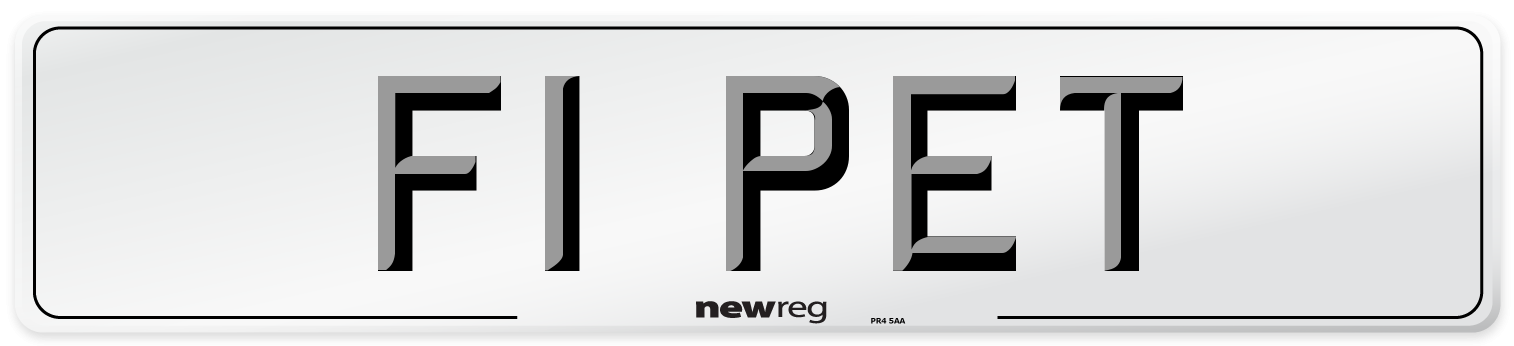F1 PET Number Plate from New Reg